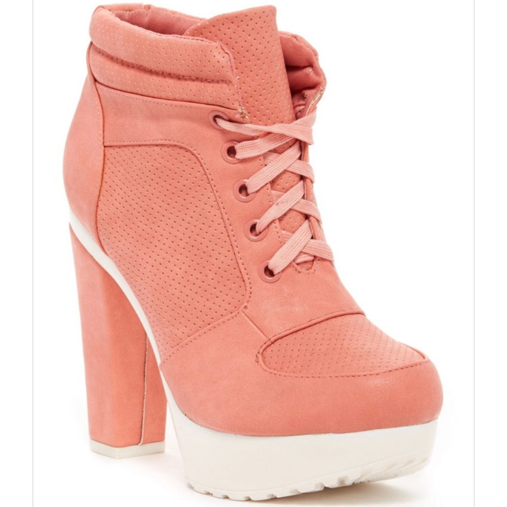 SALE!! Platform Sneaker Style Heel Booties coral